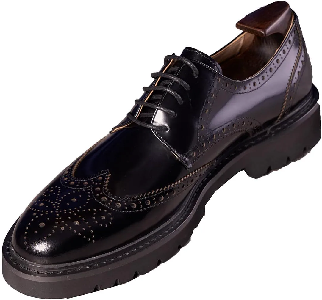 

Мужские оксфорды Santimon черные формальные кожаные ручной работы с уникальным квадратным носком, броги оксфорд дерби, повседневные деловые туфли для мужчин, черный