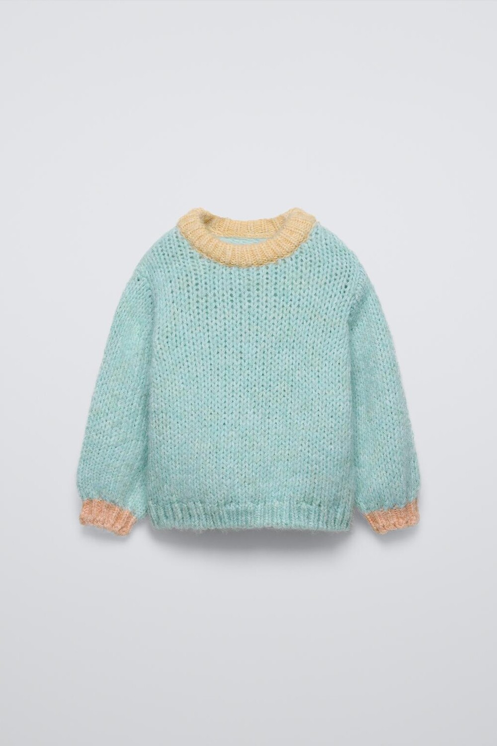 

Контрастный вязанный свитер ZARA, цвет sea green