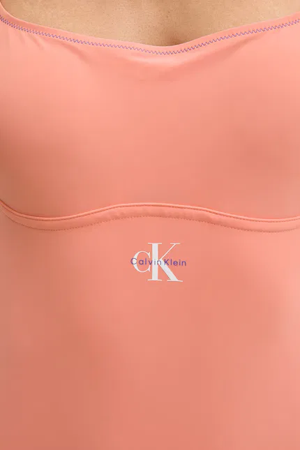 Купальник цельный с логотипом Calvin Klein, оранжевый — фото 4