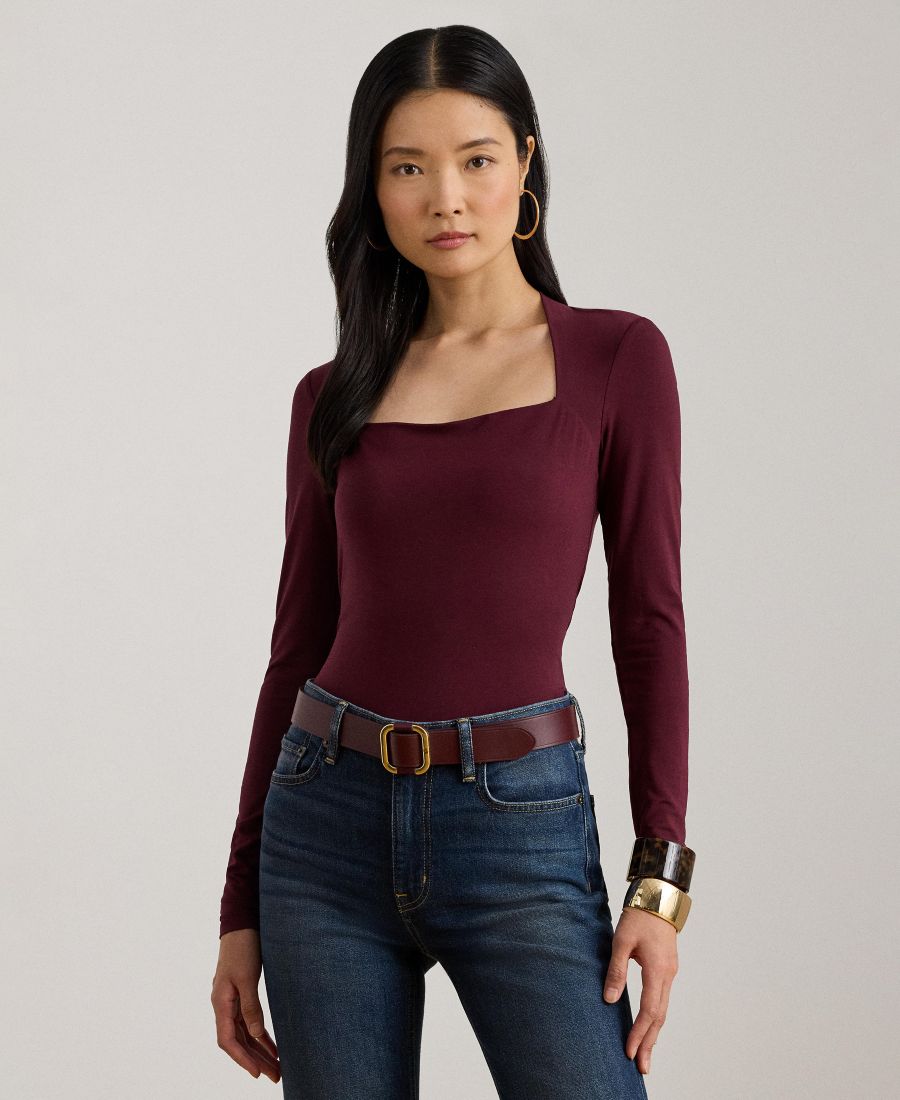 

Женская блузка с квадратным вырезом Lauren Ralph Lauren, Dark Garnet