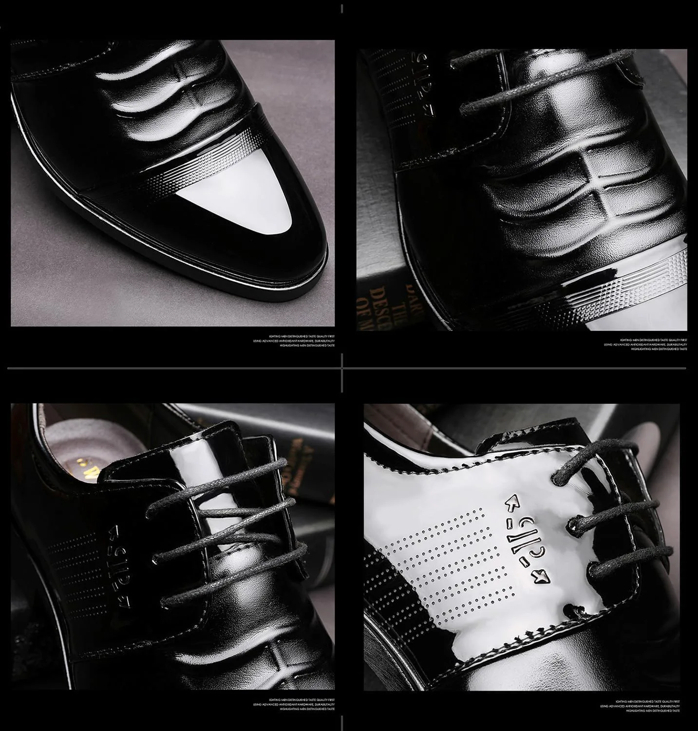 

Мужские оксфорды классические туфли для свадьбы и бизнеса, современные формальные дерби на шнуровке с крыльями, лаковые кожаные туфли KYOESCAI, черный