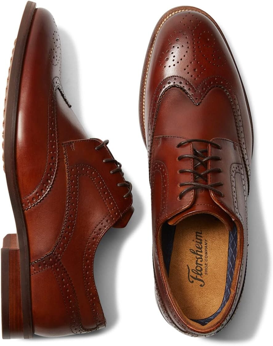

Оксфорды Rucci Wing Tip Oxford Florsheim, цвет Cognac Smooth