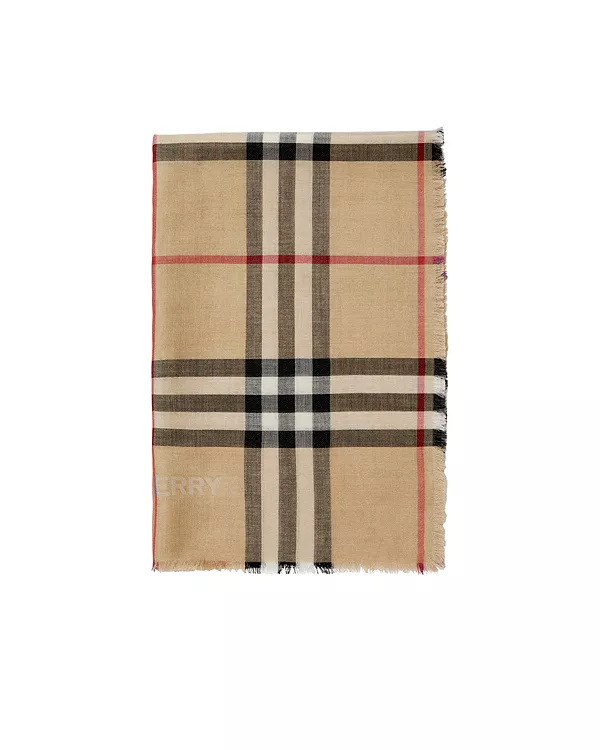 

Двусторонний клетчатый шарф из шерсти и шелка. Burberry, серый