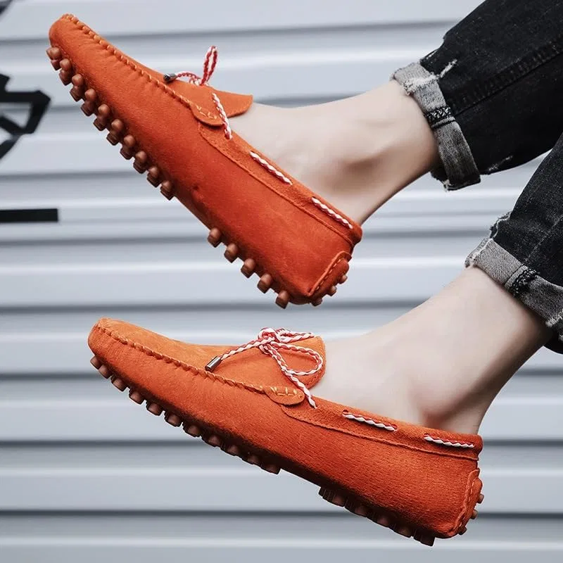 Мокасины замшевые мужские Driving Loafers, оранжевый SayfuR — фото 2