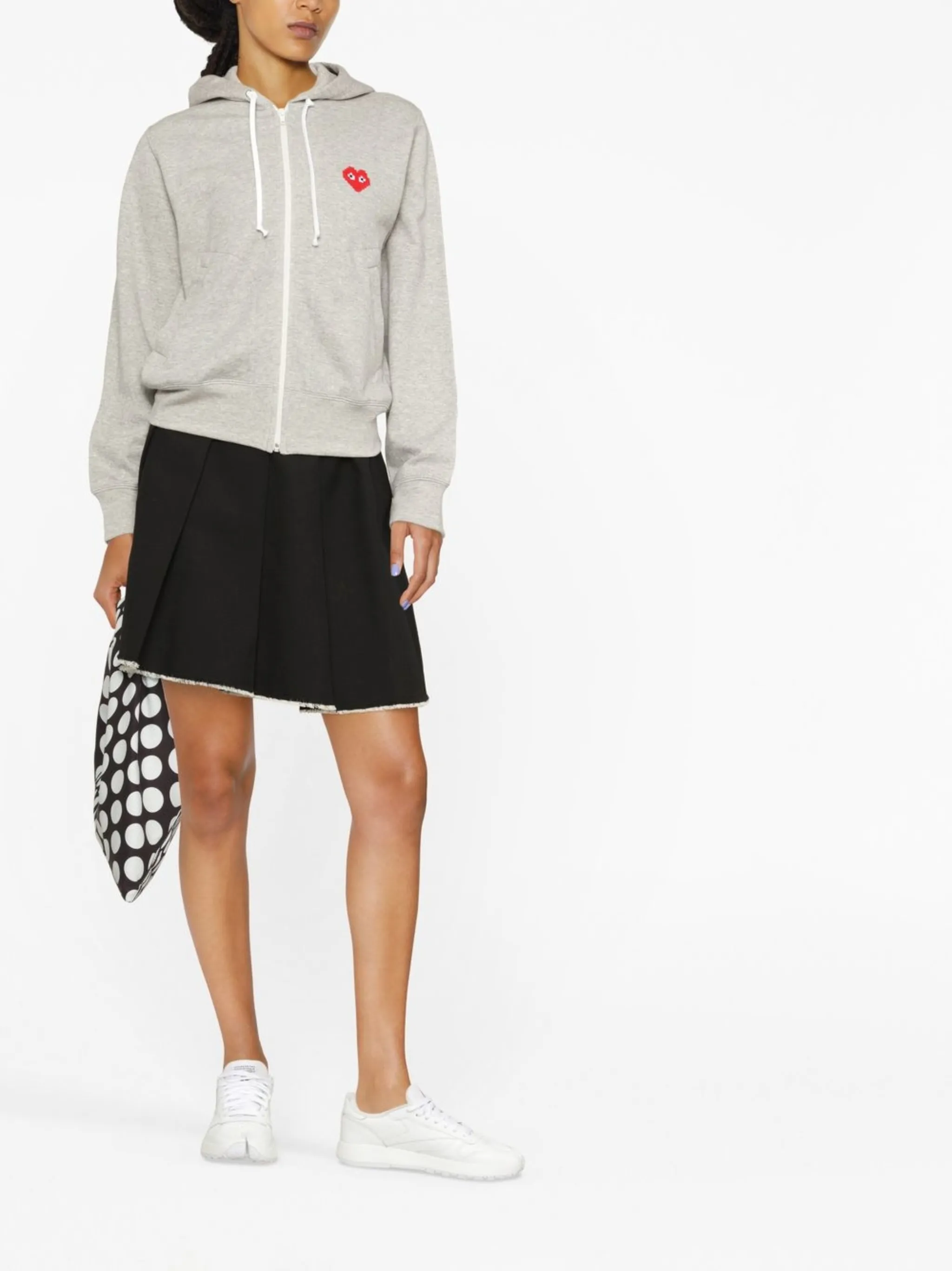 Худи на молнии с вышивкой Comme Des Garçons Play, серый — фото 2