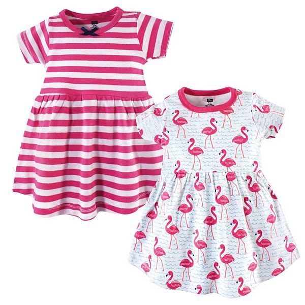

Платье для девочки Infant and toddler cotton с коротким рукавом, 2pk, bright flamingo, 3-6 months Hudson Baby