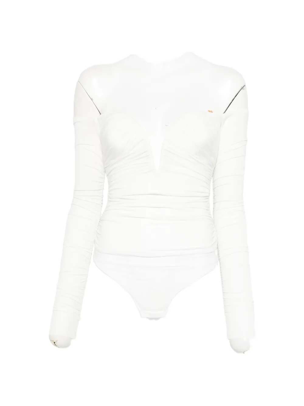 

Топ с V-образным вырезом и сборкой Elisabetta Franchi, белый