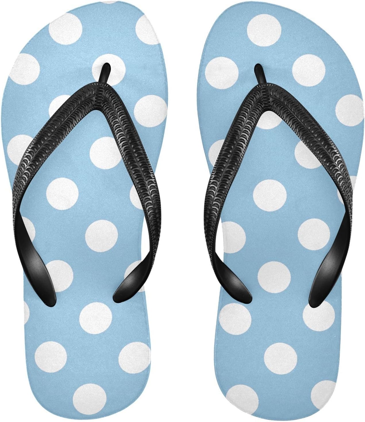 

Женские и мужские шлепанцы SPRIPORT с тонкими ремешками и горошком, удобные повседневные вьетнамки с амортизирующей подошвой, нескользящей резиновой подошвой, плоские сандалии для прогулок, пляжа и лета, бледно-голубой