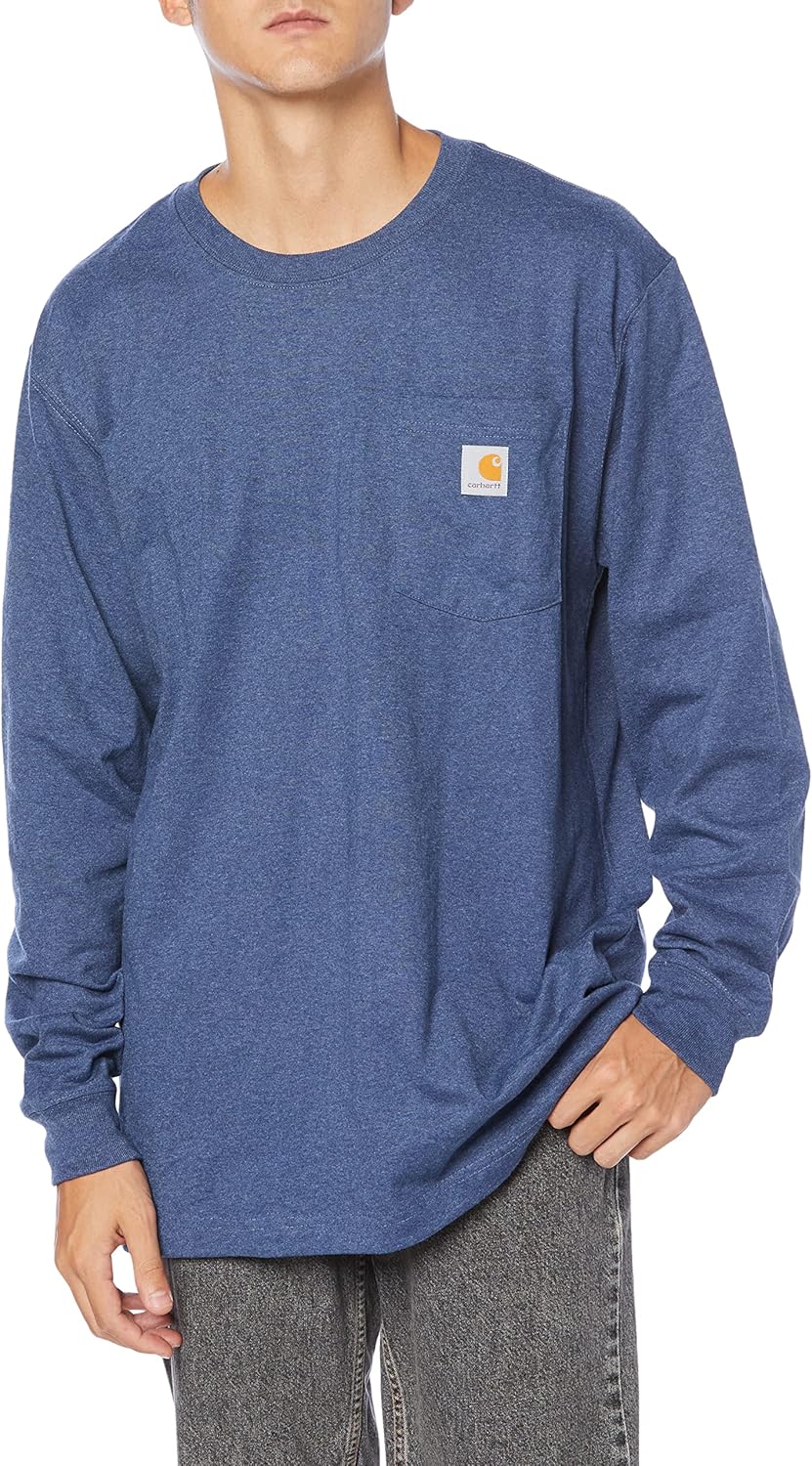 

Мужская рабочая футболка с длинным рукавом и карманом Carhartt, синий