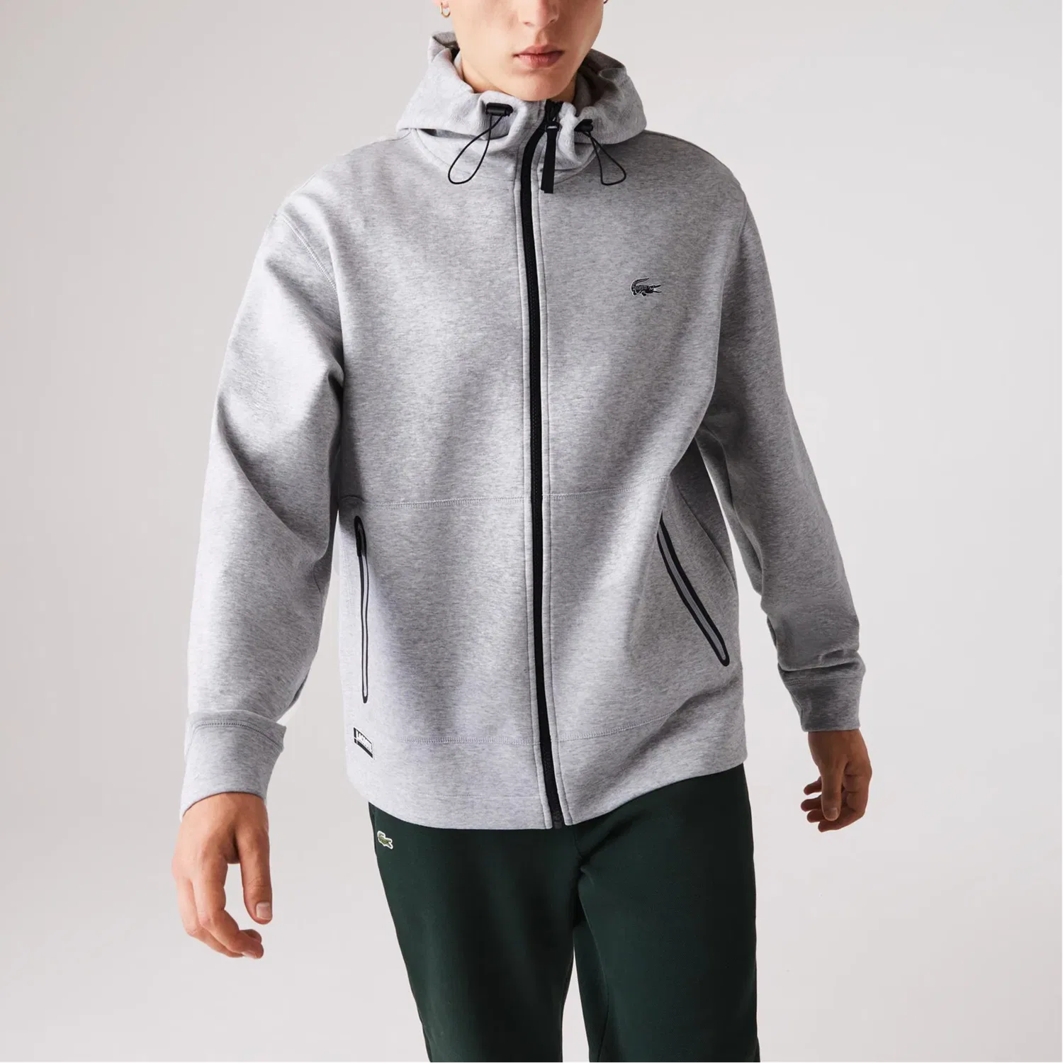 Свитшот мужской с капюшоном LACOSTE серый — фото 3
