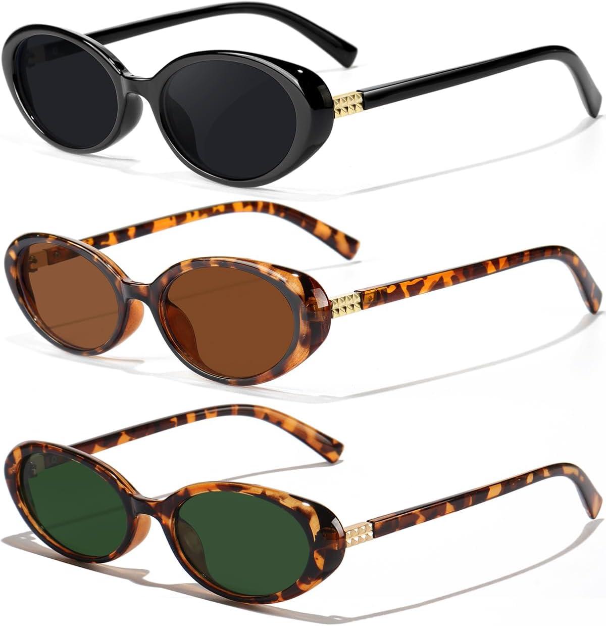 

Ретро овальные солнцезащитные очки для женщин и мужчин с защитой UV400, в стиле 90-х, винтажные, с маленькой оправой, легкие GFUIARA, 3pack Black/Leopard-brown/Leopard-green