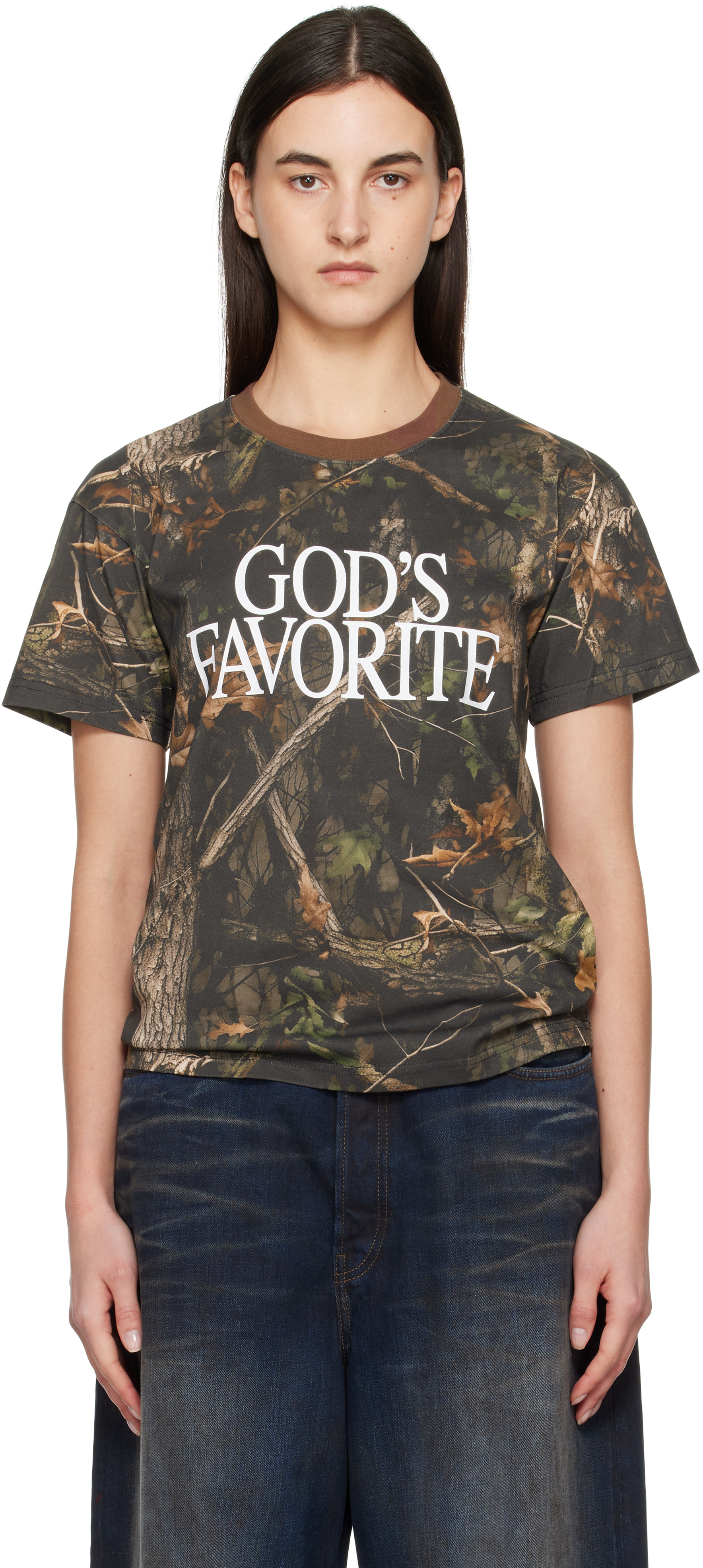 

Футболка цвета хаки «Любимец Бога» Praying, Camo