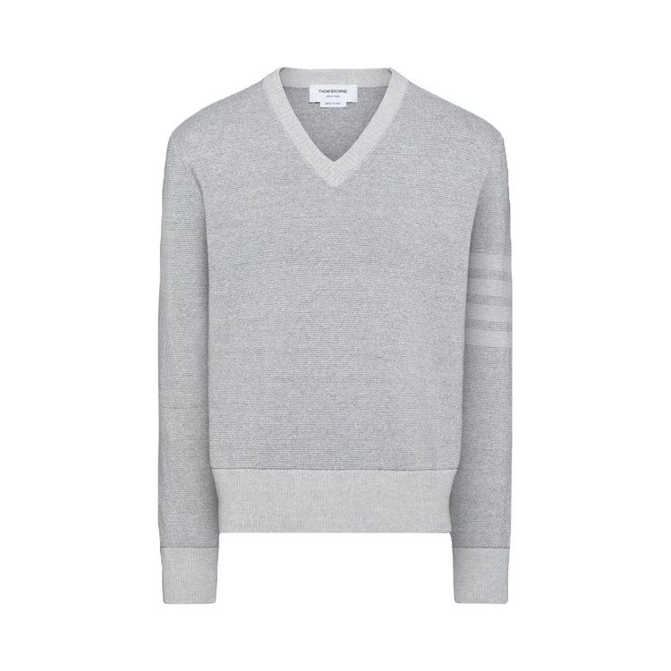 

Пуловер Thom Browne Textured Striped Stitch Relaxed Fit V Neck Pullover 'Tonal Grey'