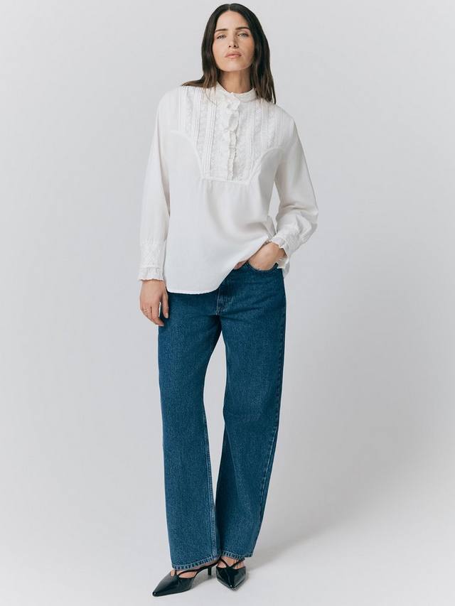 

Футболка Ellery с присборенными манжетами и рюшами Ghost, Ecru