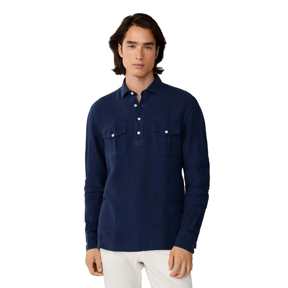 

Рубашка с длинным рукавом Hackett Heritage Linen, синий