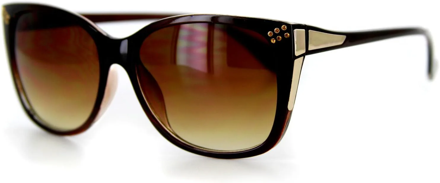 

Солнцезащитные очки Aloha Eyewear Stella Trendy для женщин, с кристаллами и золотыми акцентами, большие линзы, 100% защита от УФ-излучения, Brown W/ Amber Lens