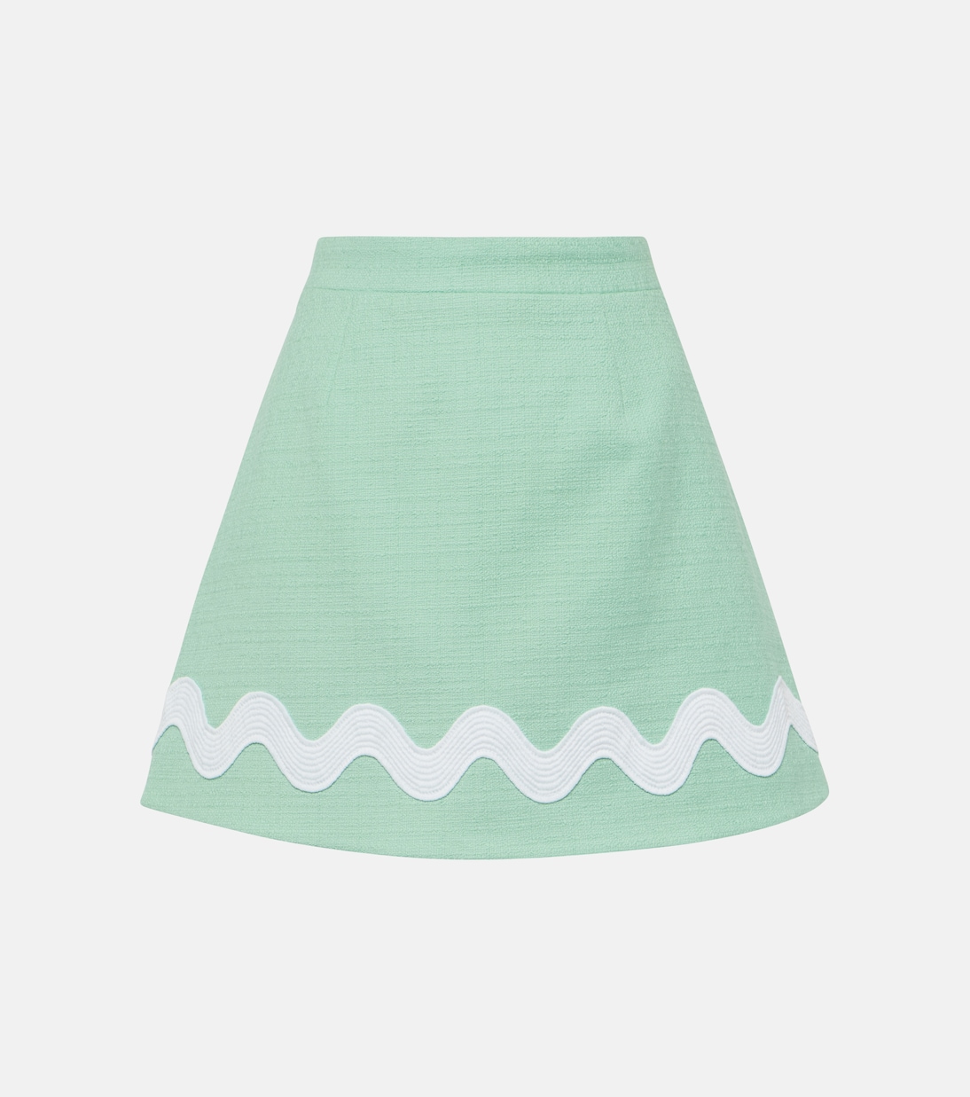 

Мини-юбка из хлопкового твида с высокой талией Patou, Mint Green