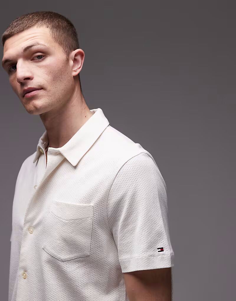 

Рубашка Tommy Hilfiger Open Trim с короткими рукавами темно-синего цвета