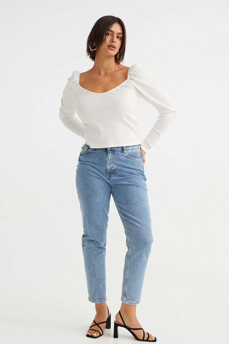 

Короткий топ в рубчик H&M, белый