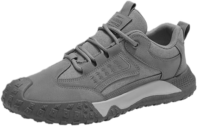 

Мужские повседневные кроссовки на шнуровке для ежедневного использования на улице с противоскользящей стойкой к износу подошвой и ударопрочным носком Fusecottc, серый