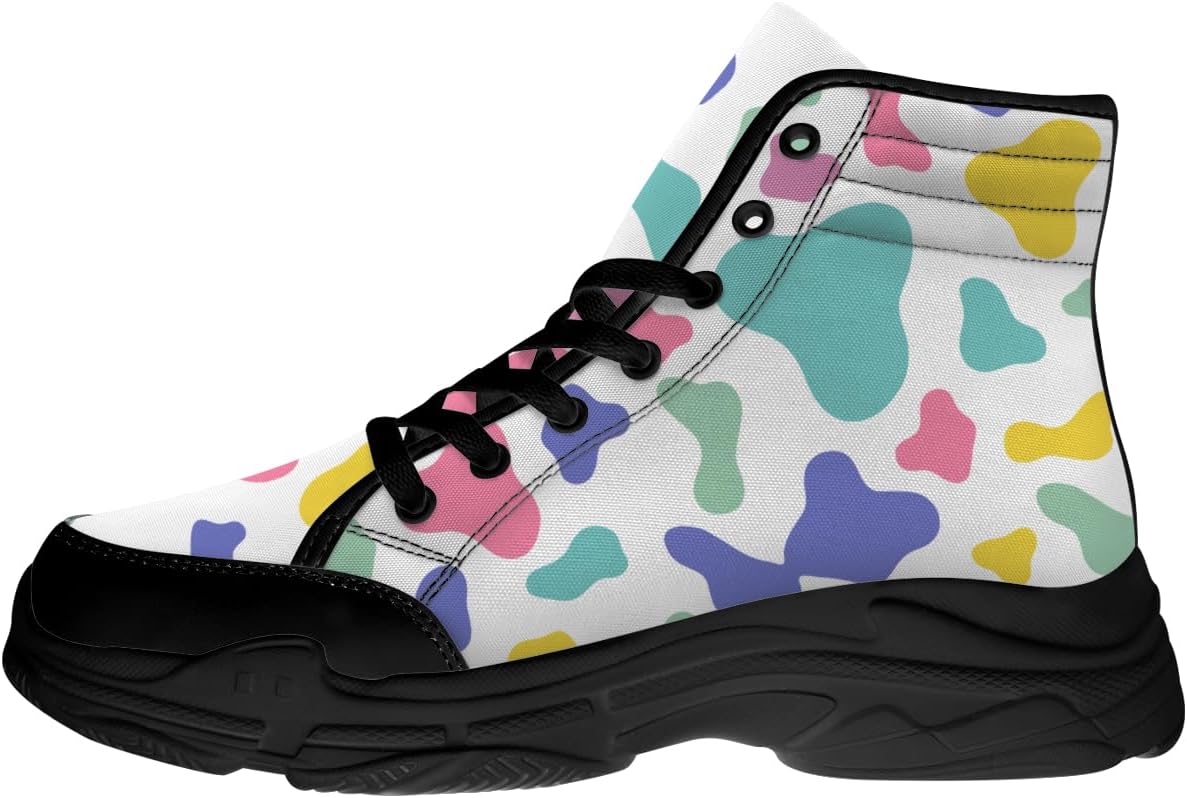 

Кроссовки на высокой подошве с принтом коровы Quorax для женщин и мужчин, с шнуровкой, из хлопка, подарок для нее и для него, 3111 Colorful