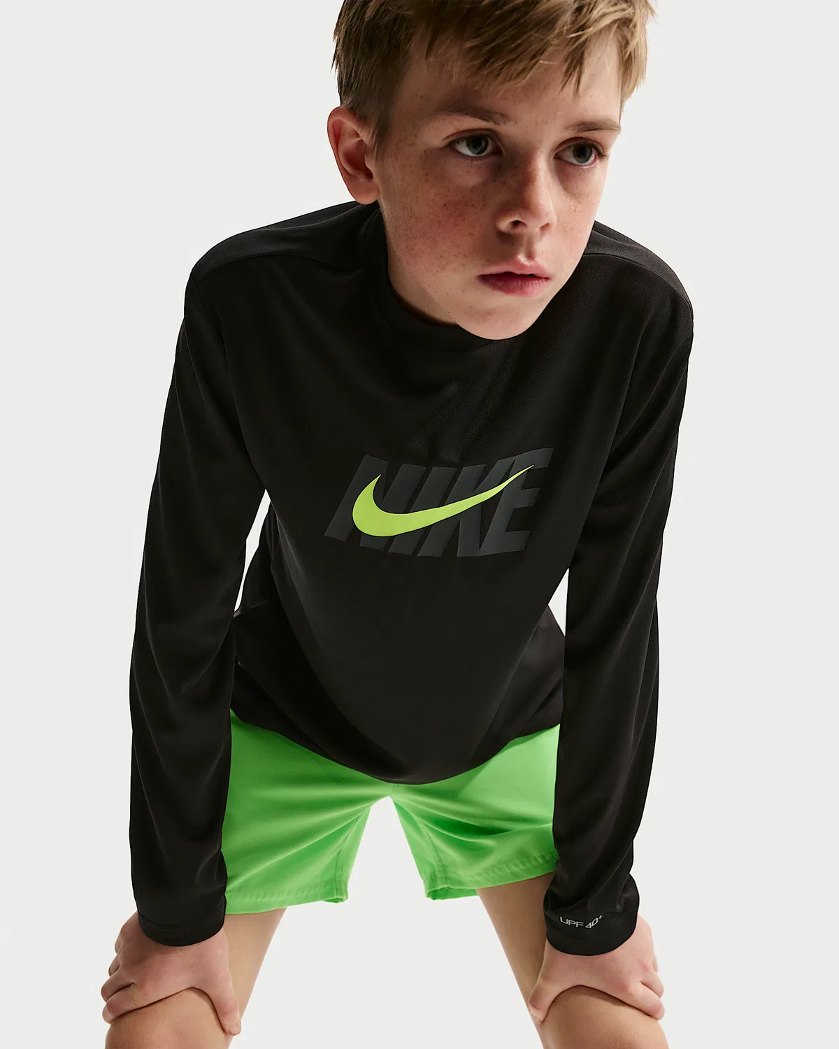 Детская (мальчиковая) длинная футболка Nike Swim Hydroguard Dri-FIT UV, Black — фото 3