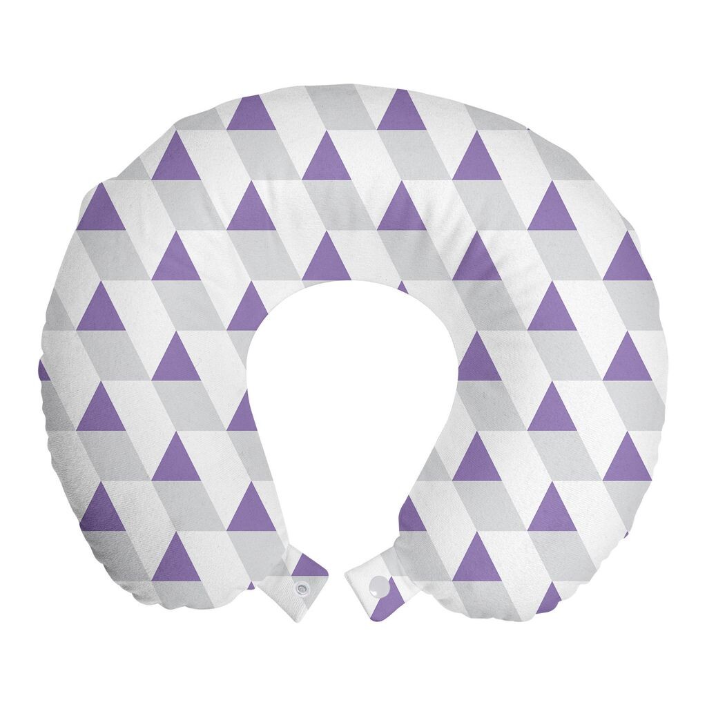 

ABAKUHAUS Purple Travel Подушка для шеи, треугольной прямоугольной формы, пенопластовые дорожные принадлежности для самолета и автомобиля, 30x30 см, белый бледно-серо-лиловый
