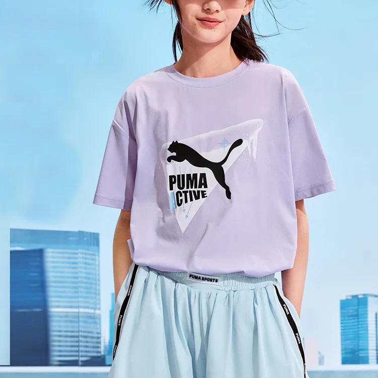 Детская футболка с круглым вырезом PUMA, Pink Purple 70002 — фото 3