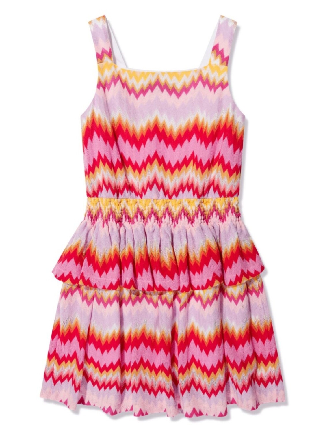 

Платье Missoni Kids с зигзагообразным узором и вставками, красный