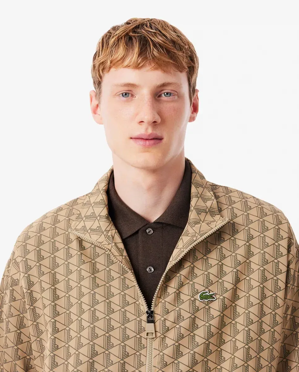 Мужская спортивная куртка с монограммой Lacoste, бежевый — фото 3