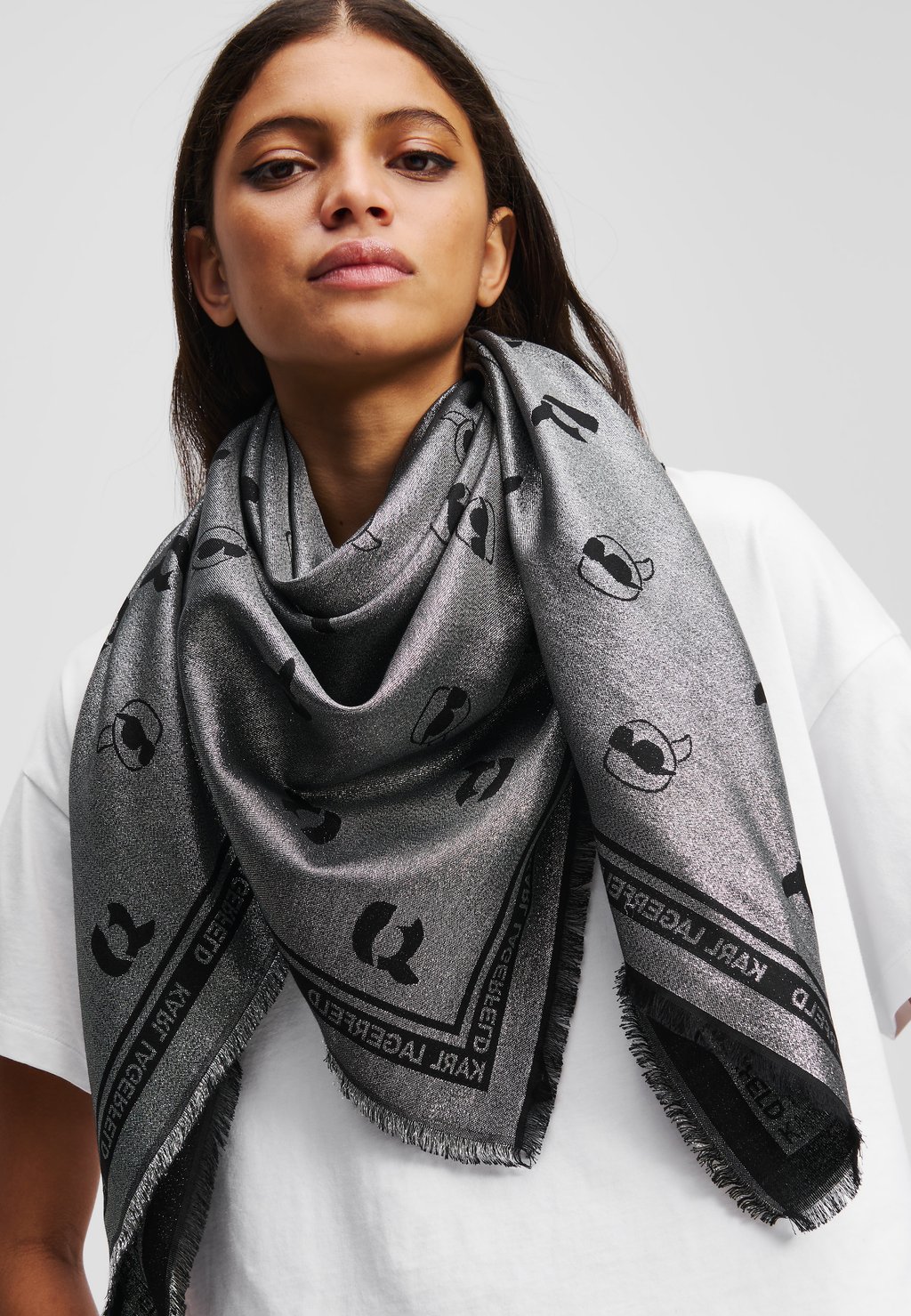 

Шарф IKON ALL-OVER PRINT KARL LAGERFELD, черный