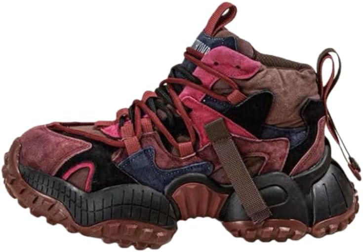 

Мужские кроссовки на платформе с цветными вставками, удобные и модные, для прогулок на улице, бега, кемпинга, на все сезоны, высокие кроссовки на шнуровке Hhhchpm, красный