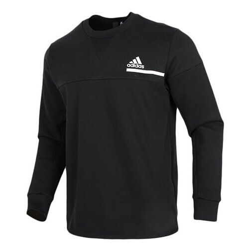 

Толстовка logo stamping sports casual cover round collar men's black Adidas, черный