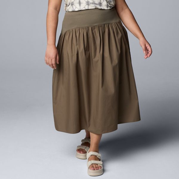 

Юбка больших размеров из микс-техники Simply Vera Vera Wang, цвет olive tapenade