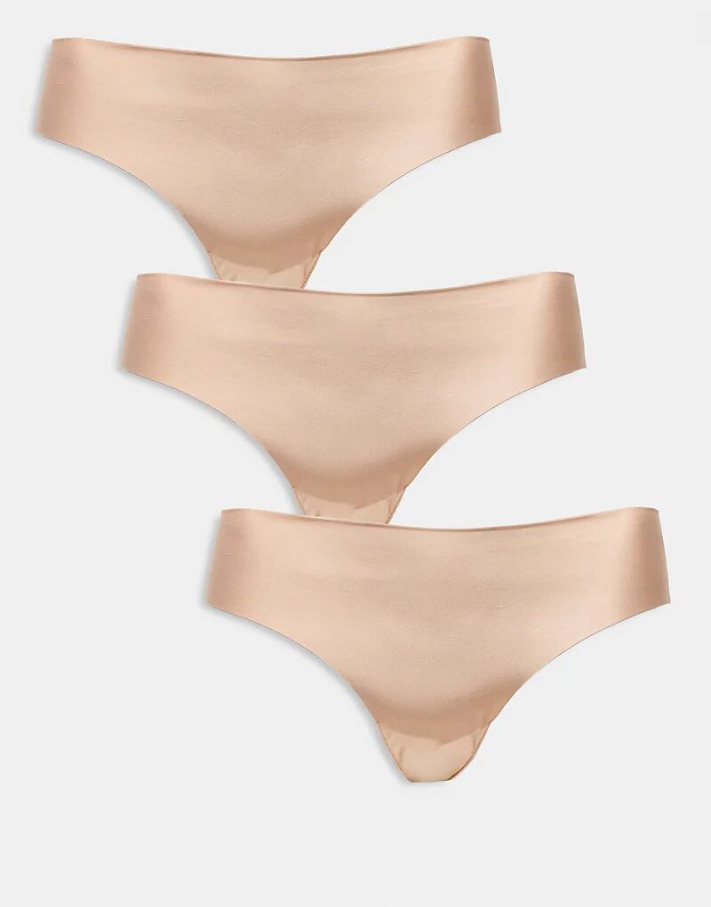 

Набор из 3 трусиков-стрингов ASOS DESIGN Curve без VPL и кружева бежевого цвета Asos Curve