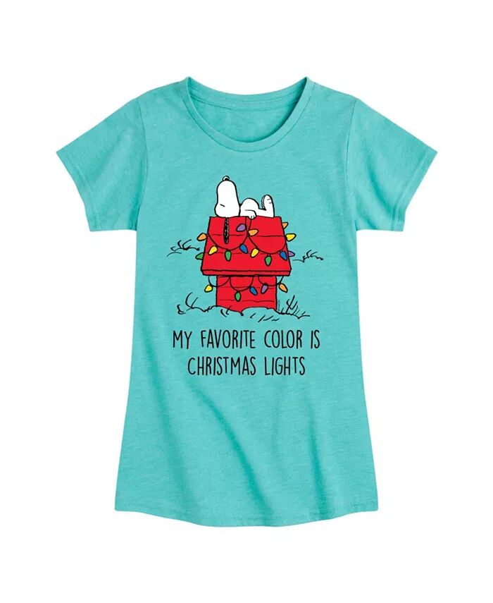 

Футболка с коротким рукавом Big Girls Snoopy Christmas House Graphic Peanuts, синий