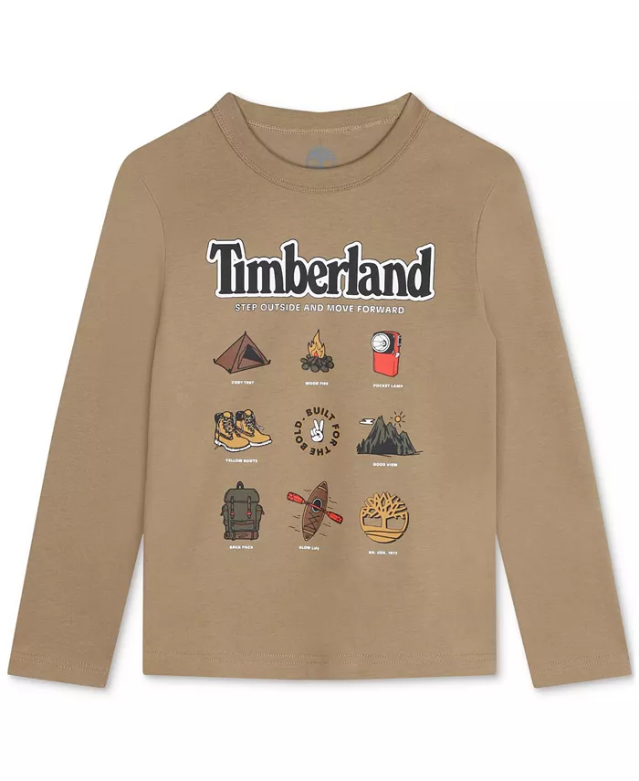 

Футболка с длинным рукавом и принтом "Step Outside" для мальчиков старшего возраста Timberland, коричневый/бежевый