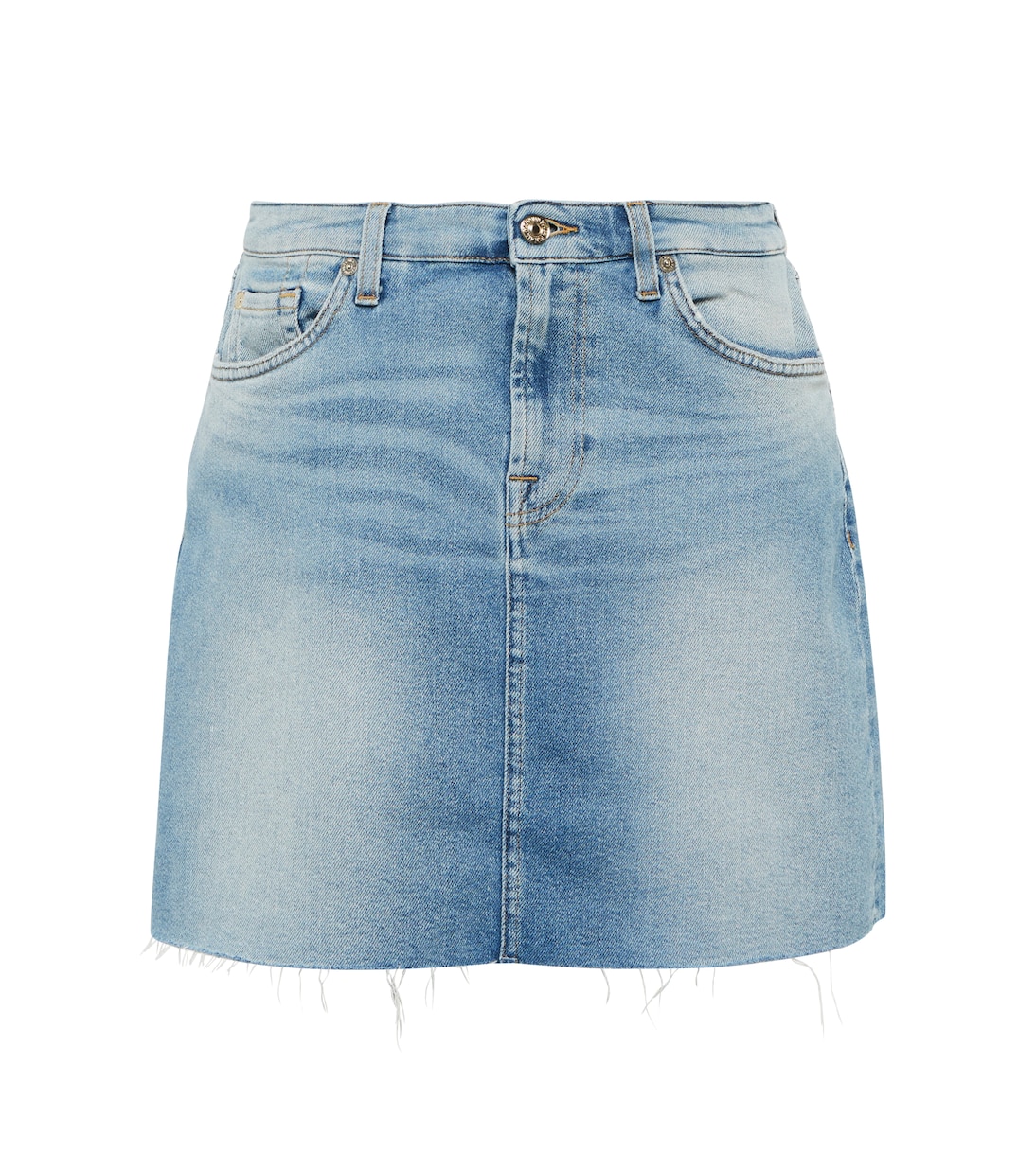 

Мини-юбка из денима с высокой талией 7 For All Mankind, светло-синий