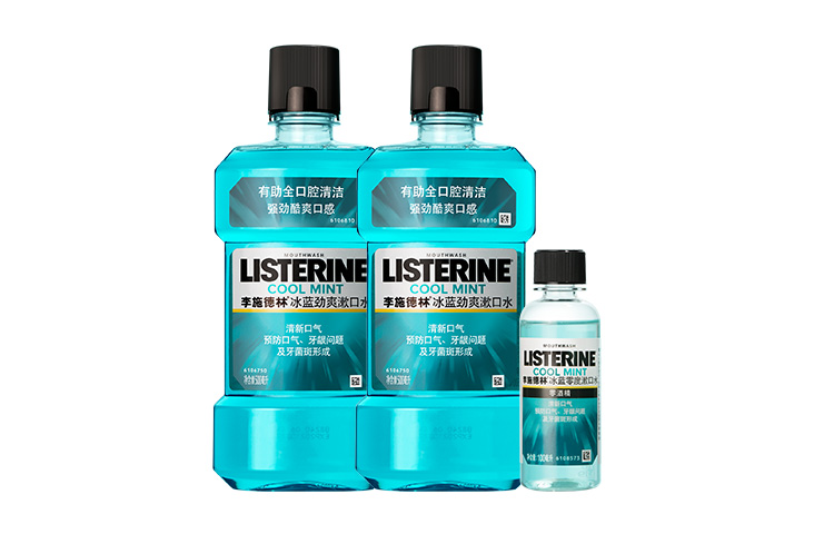 Listerine Освежающий ополаскиватель для полости рта Ice Blue Zero Degrees для очищения и свежести дыхания 500мл*2+100мл Mint — фото 2