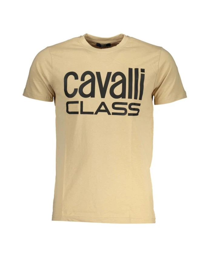 

Бежевая хлопковая футболка с круглым вырезом Cavalli Class, бежевый