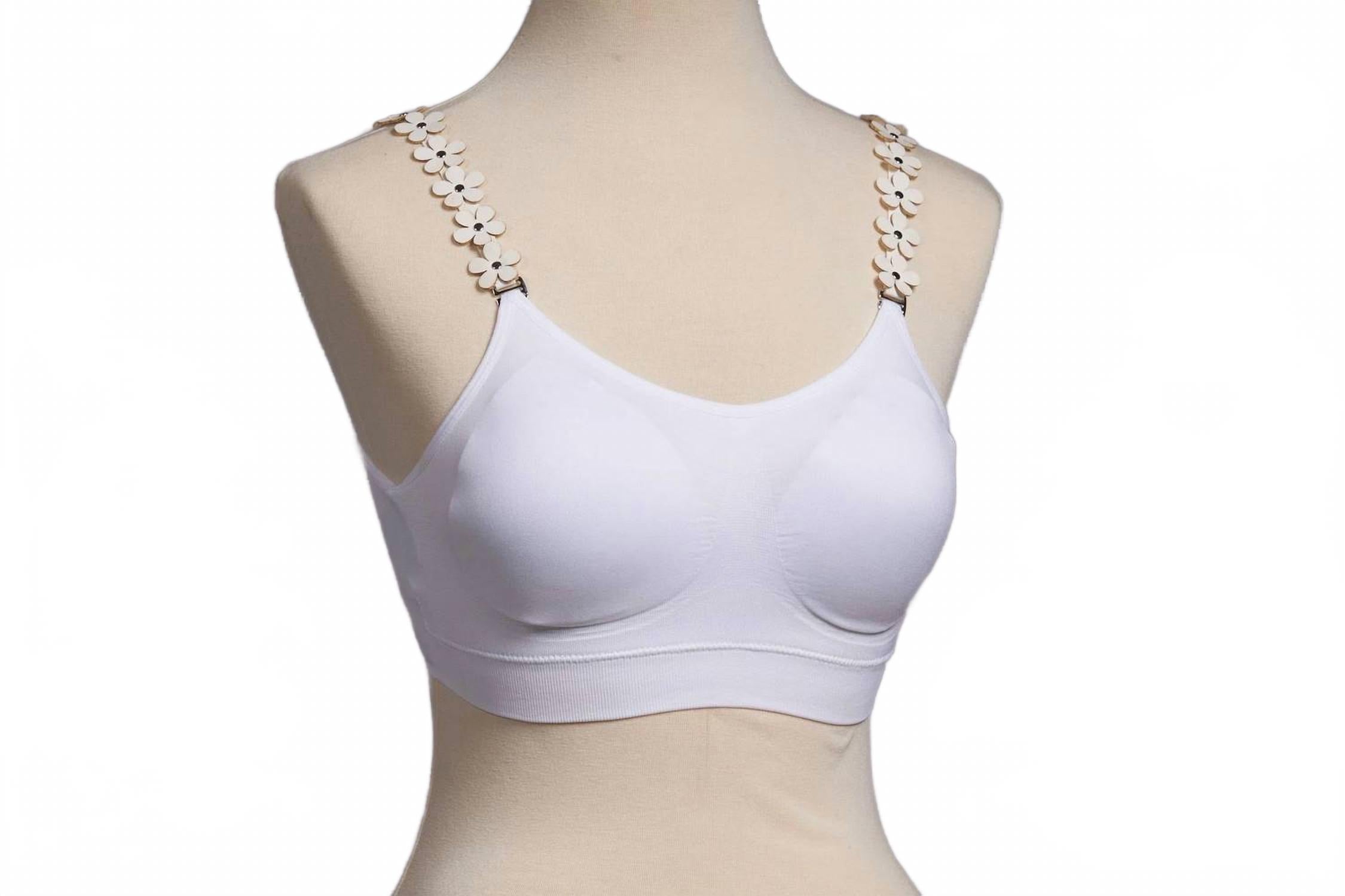 

Женский бюстгальтер с цветочными лямками в белом цвете Strap-its