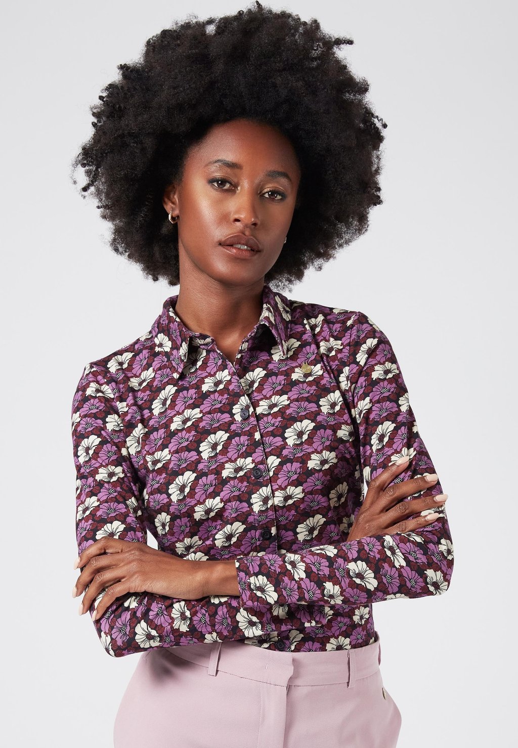 

Блузка на пуговицах SUNNY ROAD WITH FLORAL PRINT 4funkyflavours, фиолетовый
