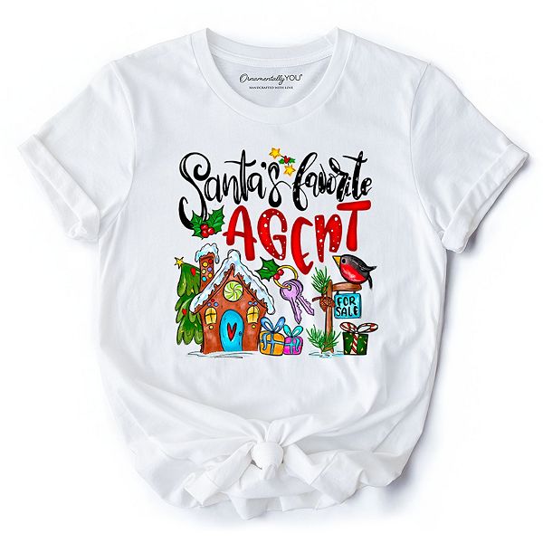 

Футболка Santa’S favorite real estate agent, праздничная рождественская Ornamentallyyou