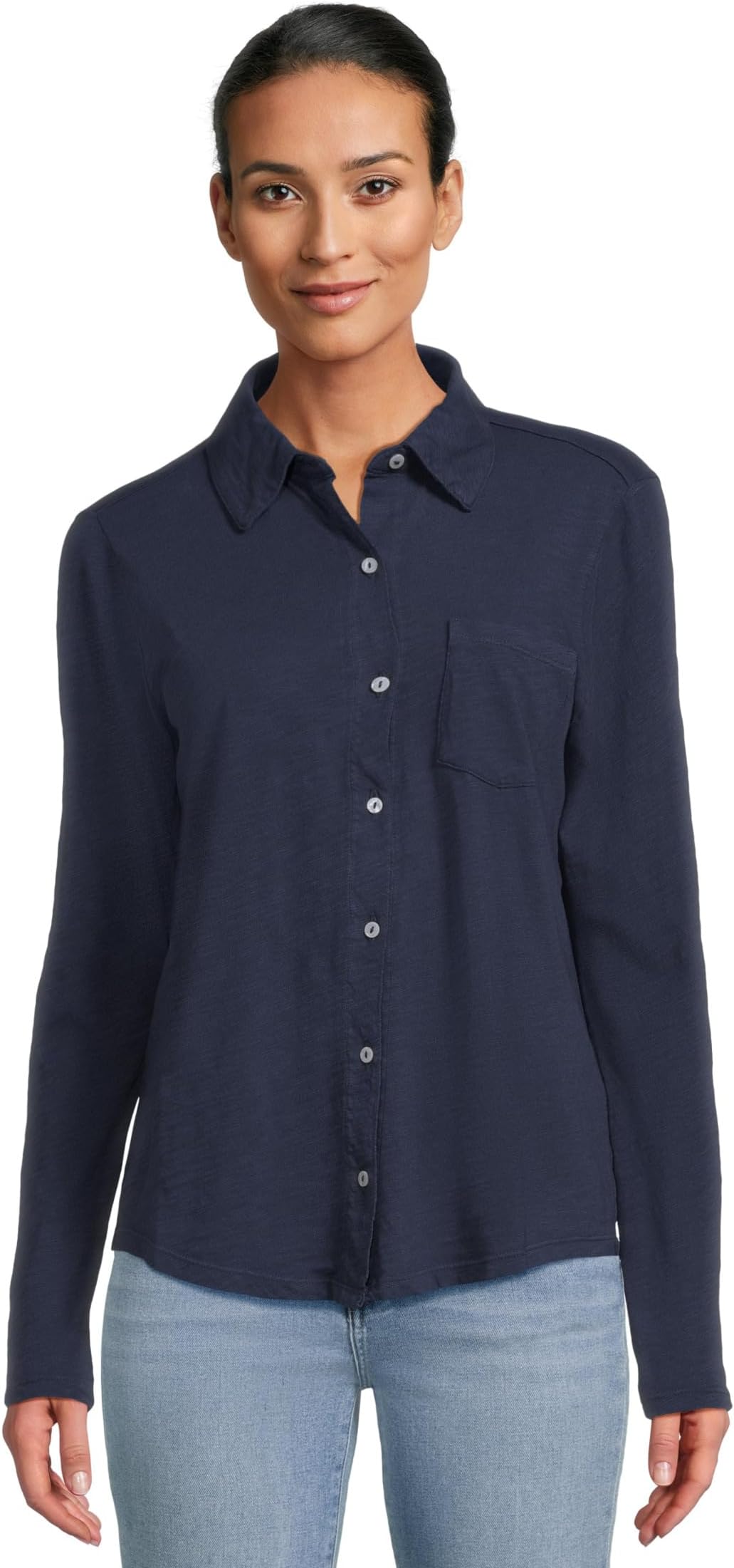 

Футболка Elliott Lauren Garment Dye Tees - Long Sleeve Button Front Shirt with Collar, цвет Midnight