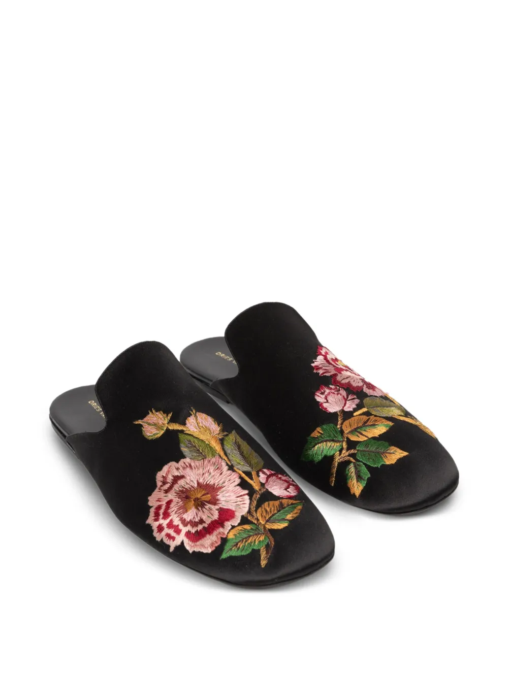 Мюли с цветочной вышивкой Dries Van Noten, черный — фото 2