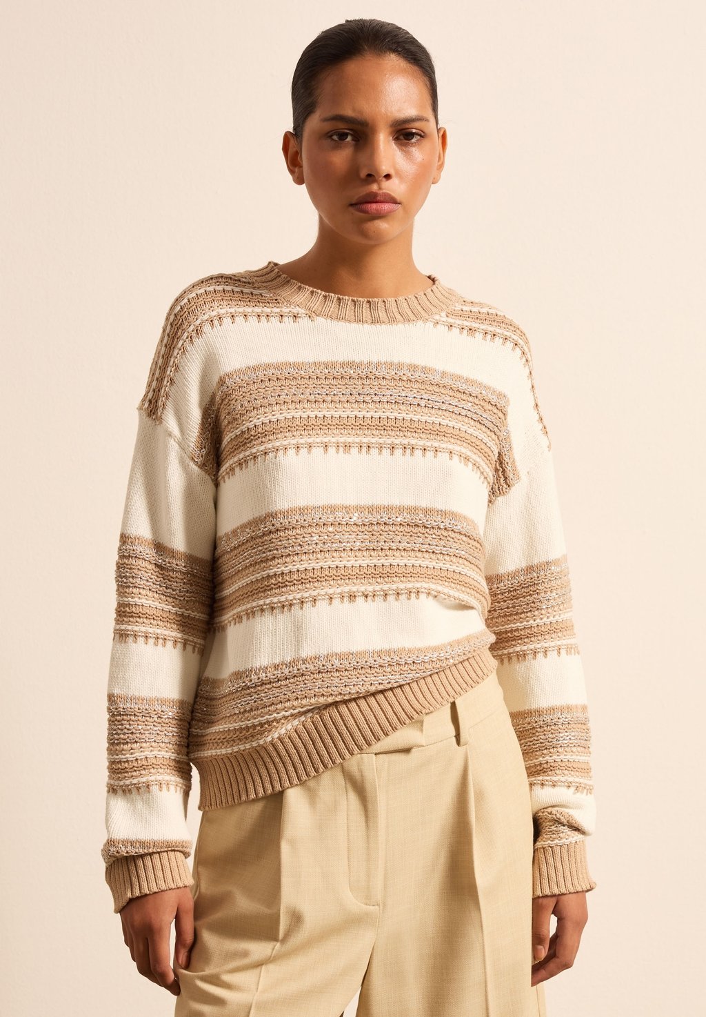 

Джемпер JACQUARD WITH DETAILS Stefanel, бежевый