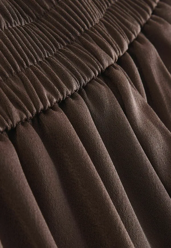 Укороченные широкие брюки с эластичной задней частью Next, Chocolate Brown — фото 3