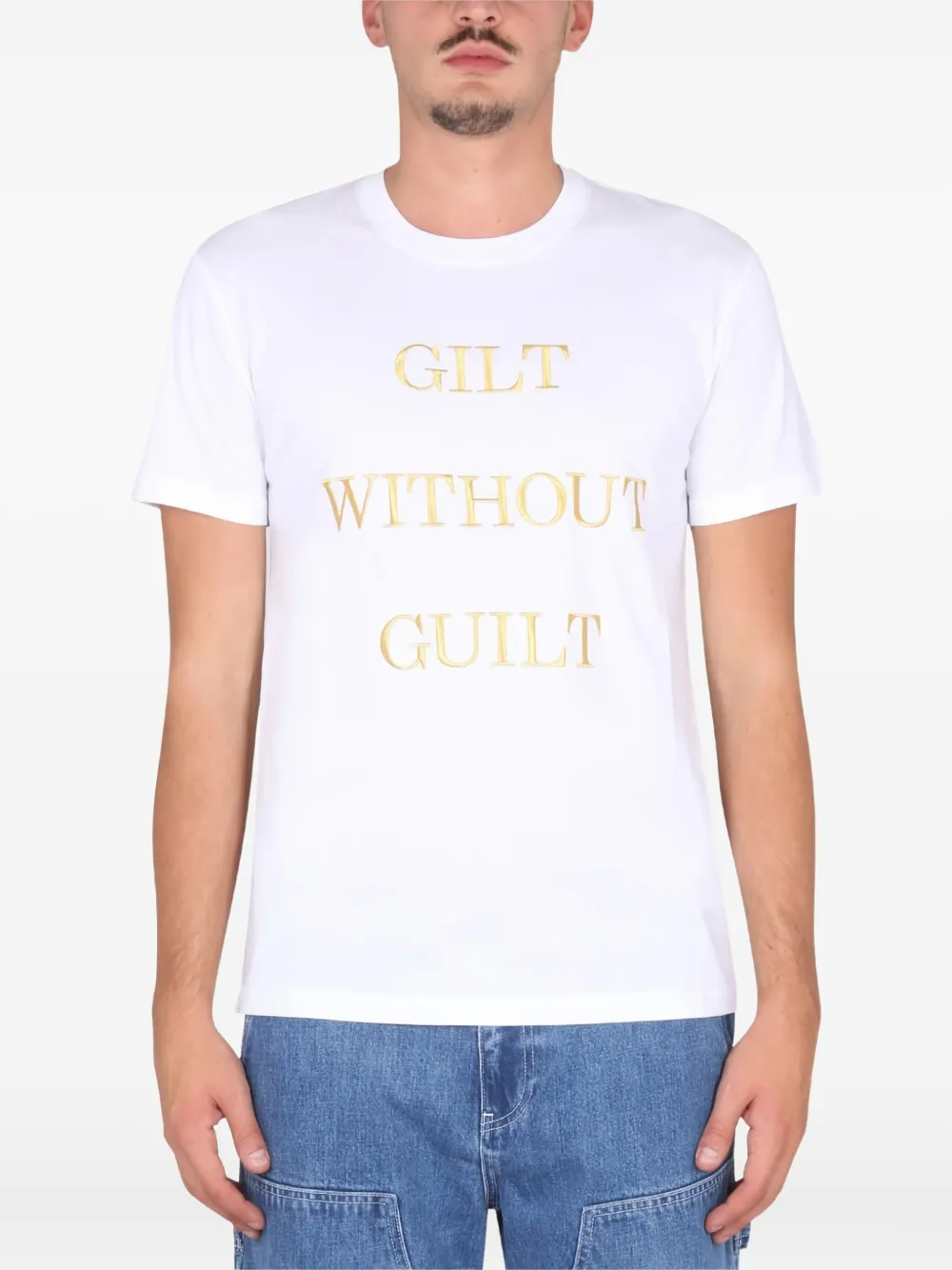 

Футболка с вышивкой в виде надписи Moschino, белый