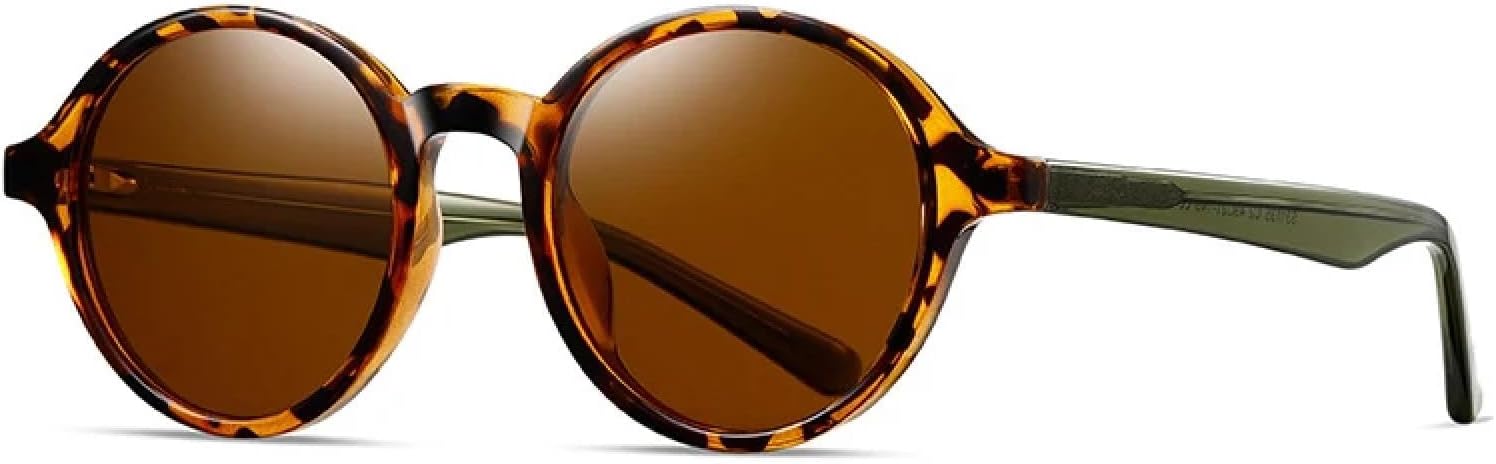 

Мужские солнцезащитные очки в стиле ретро, ​​круглые, для активного отдыха и вождения, модные панк-очки, двухцветные, с защитой от УФ-излучения UV400, роскошные женские очки TVTBBVV, Leopard Green Tea