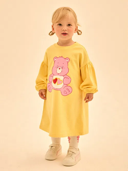 Женское платье-сердечко CareBears из хлопка жёлтое